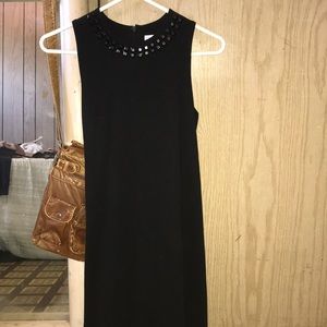 Formal Black Dress Jeweled Neckline